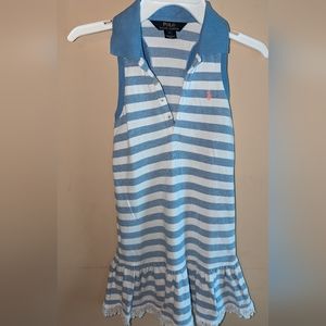 Girls Sleeveless Striped Polo Dress